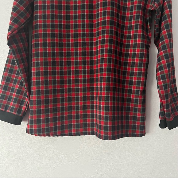 🍉 Women's Peter Pan Contrast Collar Checkered Plaid Shirt Blouse Small - Picture 8 of 11